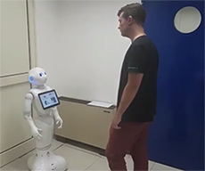 foto, il robot Pepper in azione con un ricercatore Cnr